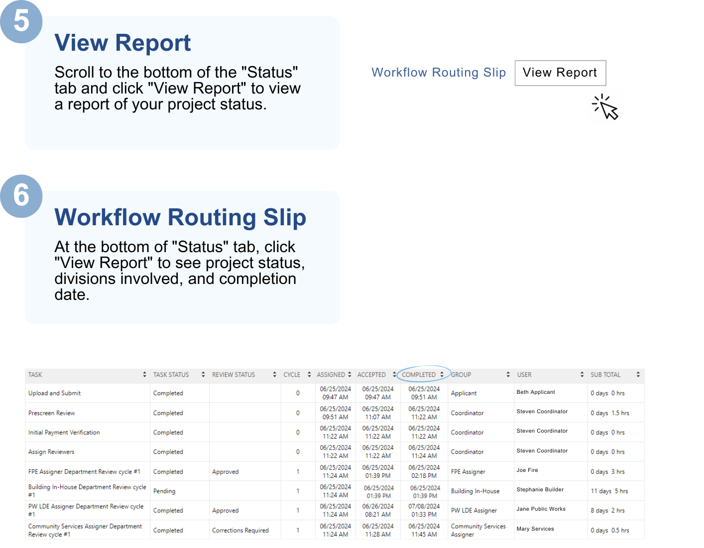 Check Project Status - Workflow Routing Slip Image